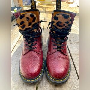 Dr. Martin x Stussy red leopard high tops